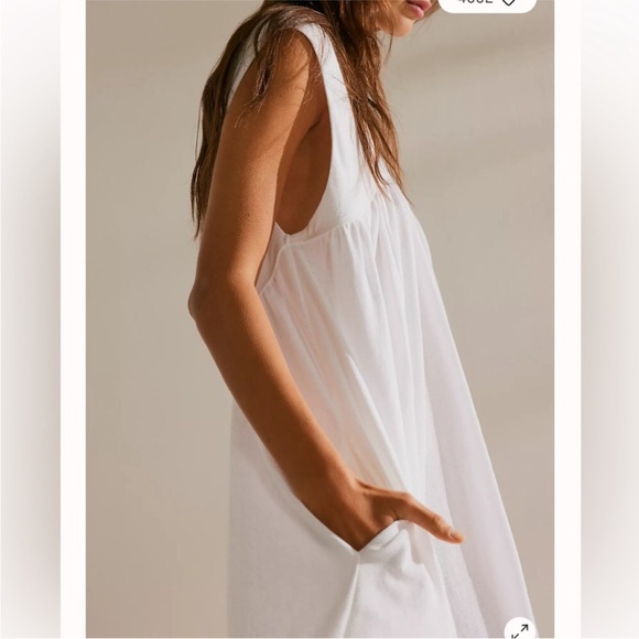 Free People Madelyn Midi Oversized Dress With Pockets In Ivory. NWOT! Sz L - Picture 3 of 7